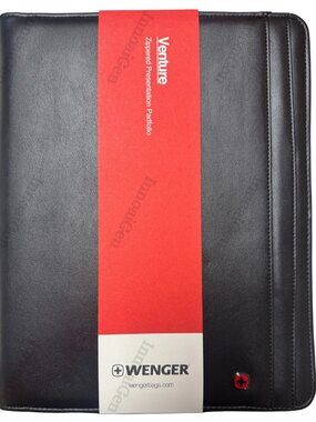 Zippered Presentation Padfolio Envelope with handle Black Cardholder Leather
